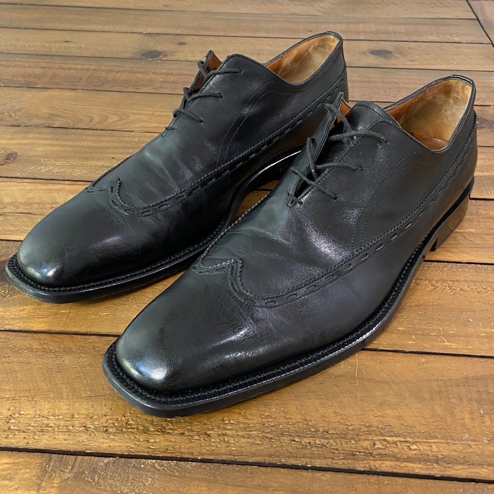 To Boot New York Adam Derrick Mens Black Leather Wingtip Square Toe Oxfords